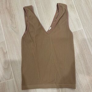 Brown Ribbed Tank Top